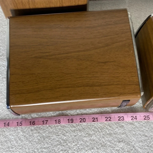 Vintage GSW MCM Faux Wood Metal Canister Set Sugar Flour Coffee Tea - Picture 12 of 14